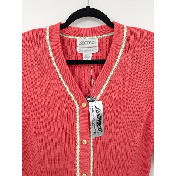 Vintage 90s Side Effects Knit Cardigan Top Women Size M Coastal Office Retro Y2K - Picture 7 of 9
